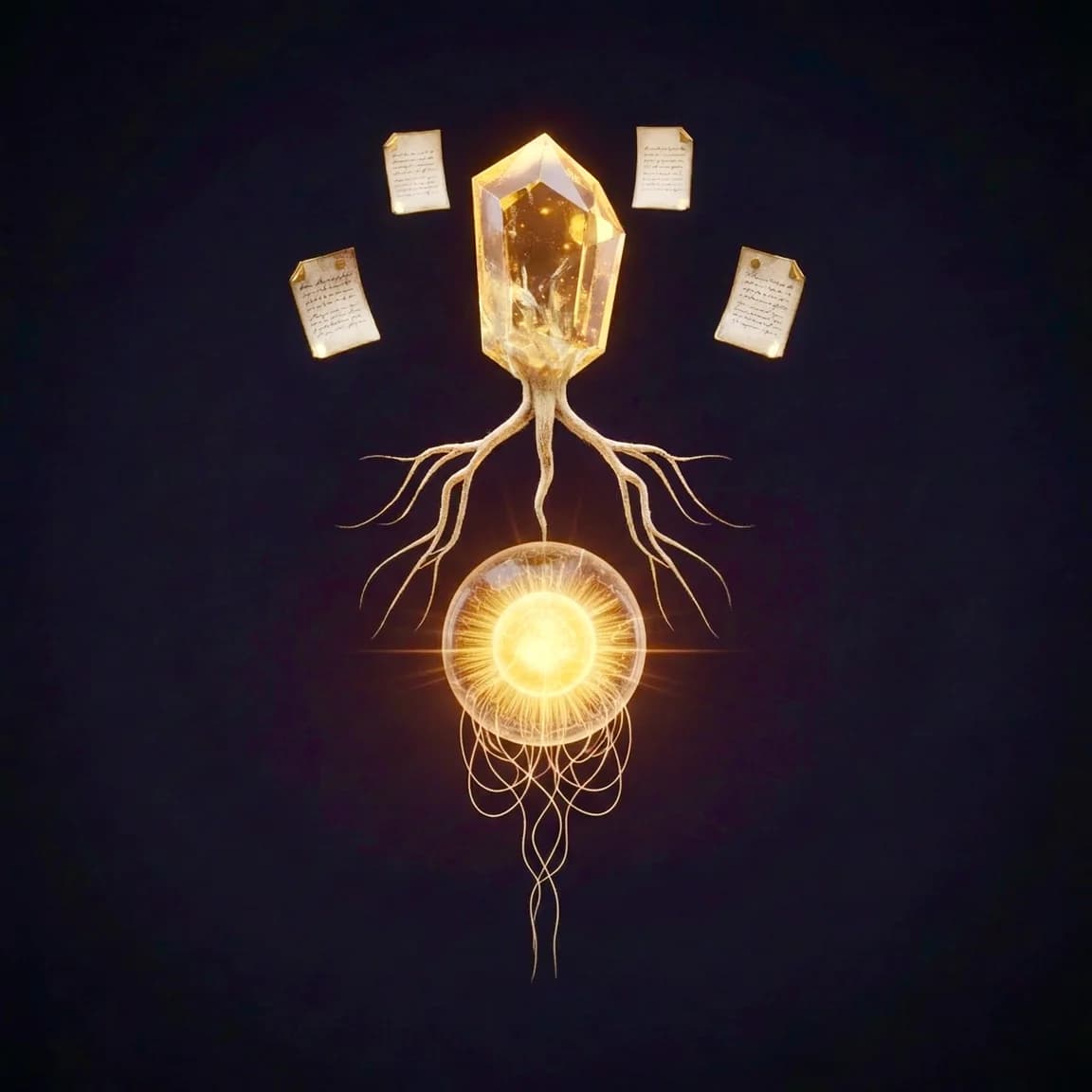 Documents, web pages, and media feeding into a searchable knowledge base